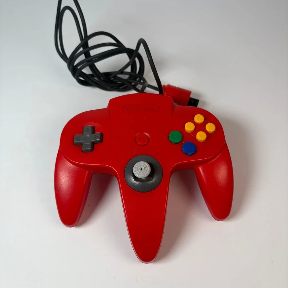 Official Nintendo 64 N64 Controller Red Original OEM Wired Works (Stick at 80%)